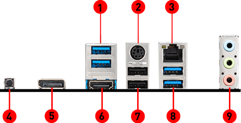 MAG B550M BAZOOKA back panel ports
