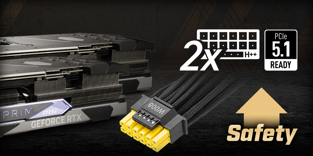 MSI ATX 3.1 POWER SUPPLY UNIT PERFORMANCE 2 x Native 12V-2x6