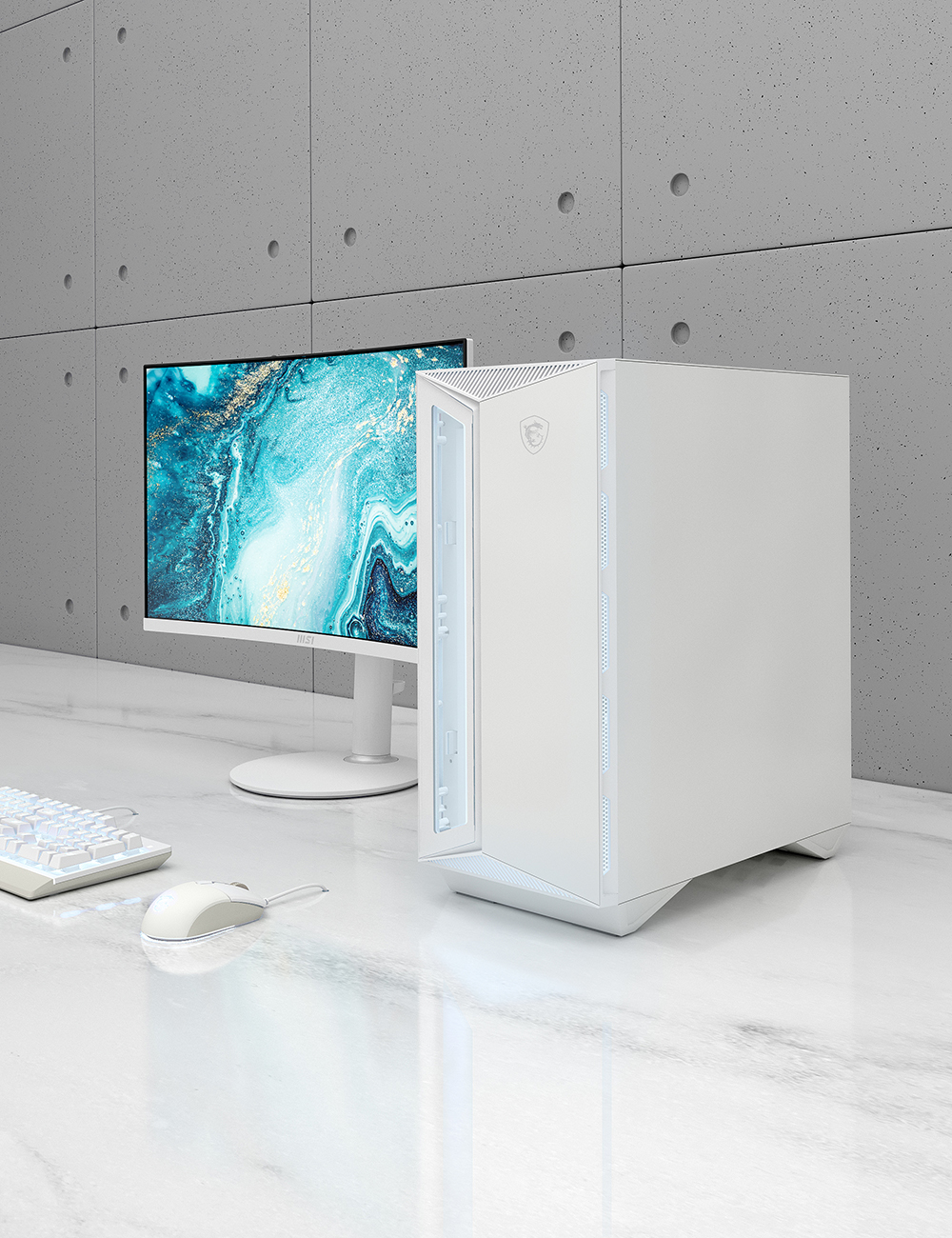 MSI White Collection Gallery Monitor & Case