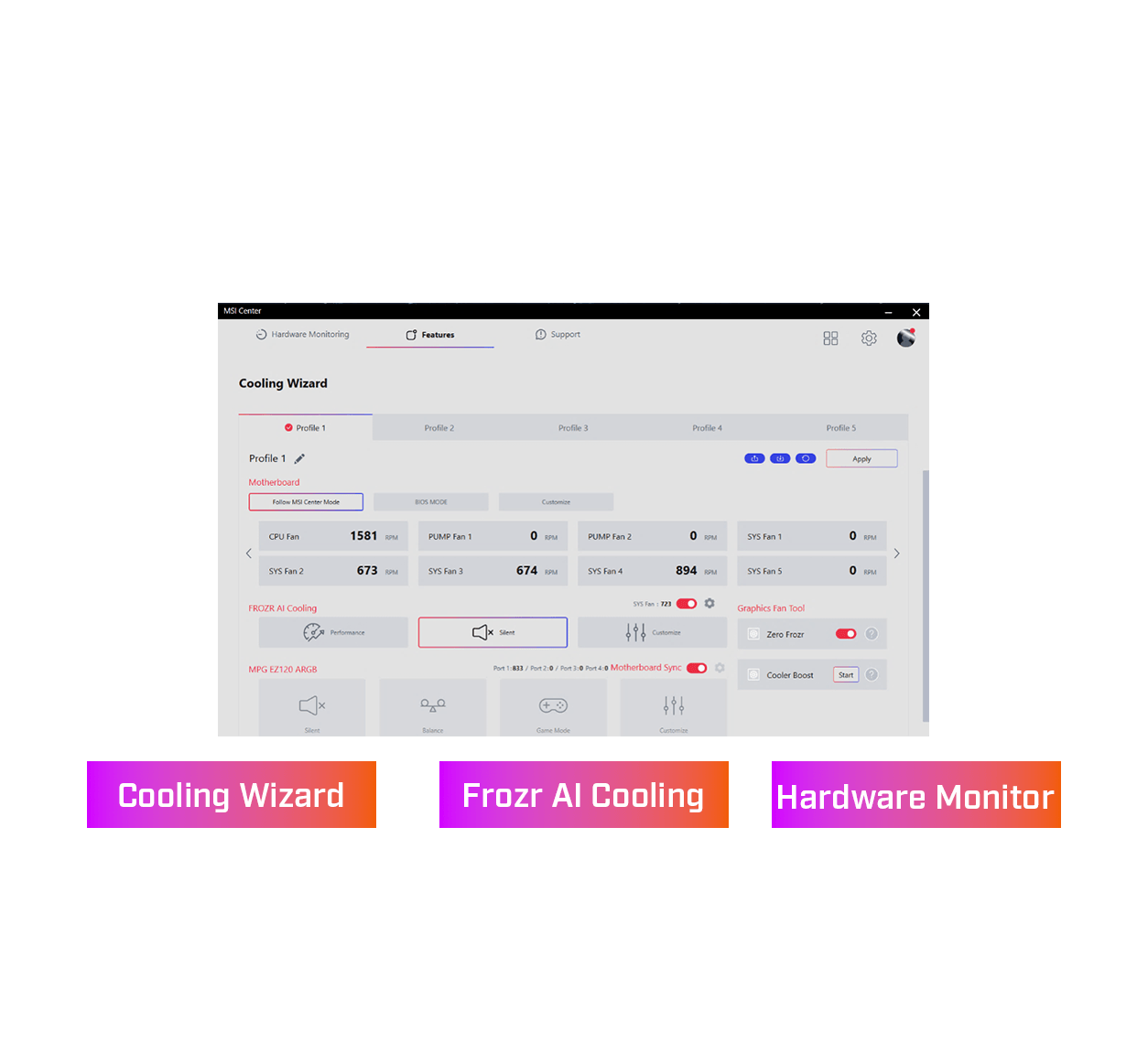 MSI 800 SERIES FEATURE FROZR DESIGN FROZR CONTROL