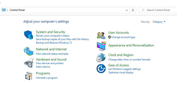 Control Panel Setting Method