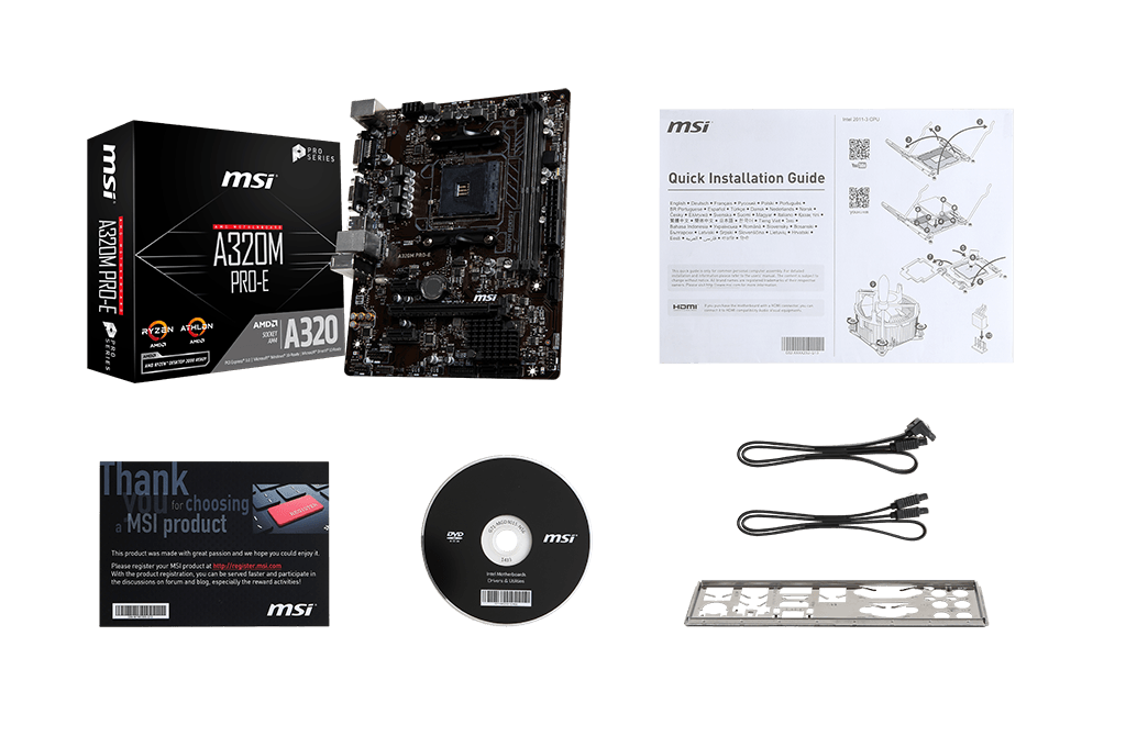 MSI A320M PRO-E box content