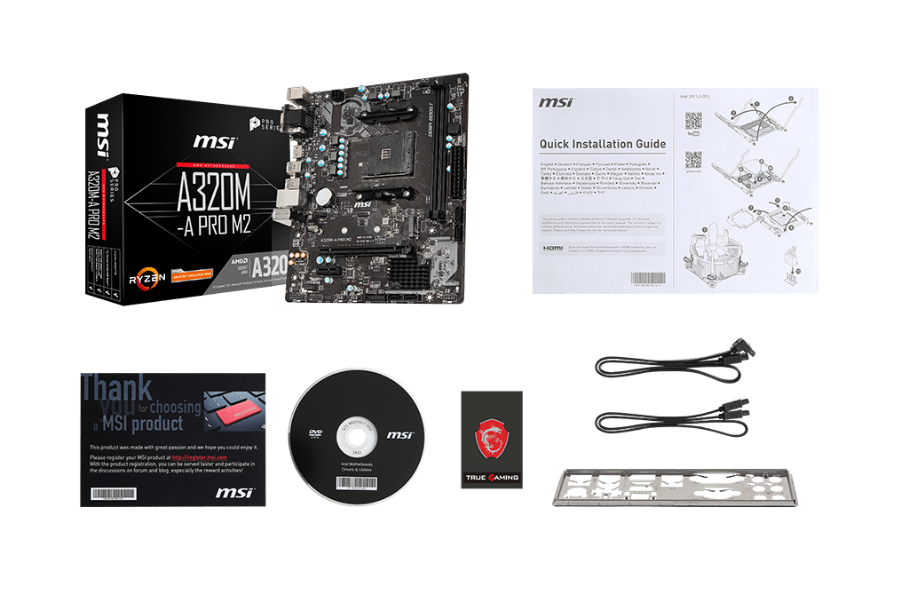 MSI A320M PRO-E box content