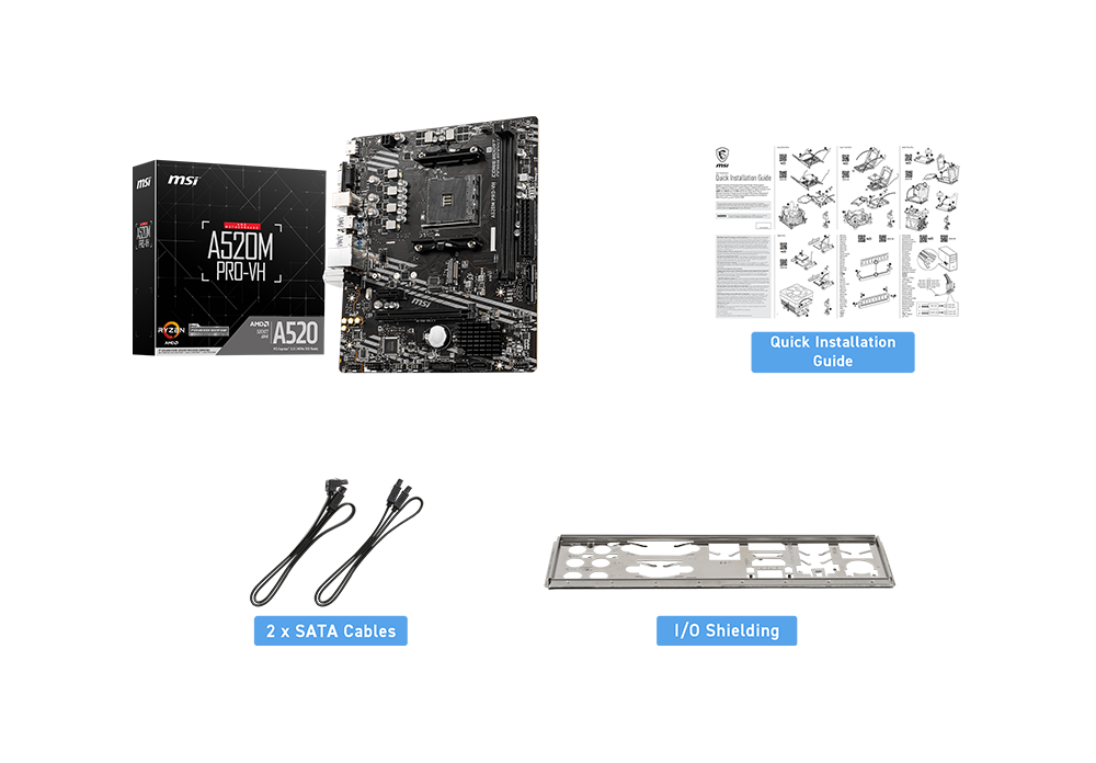 MSI A520M-A PRO package content