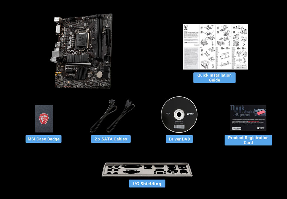 MSI b460m_bomber box content