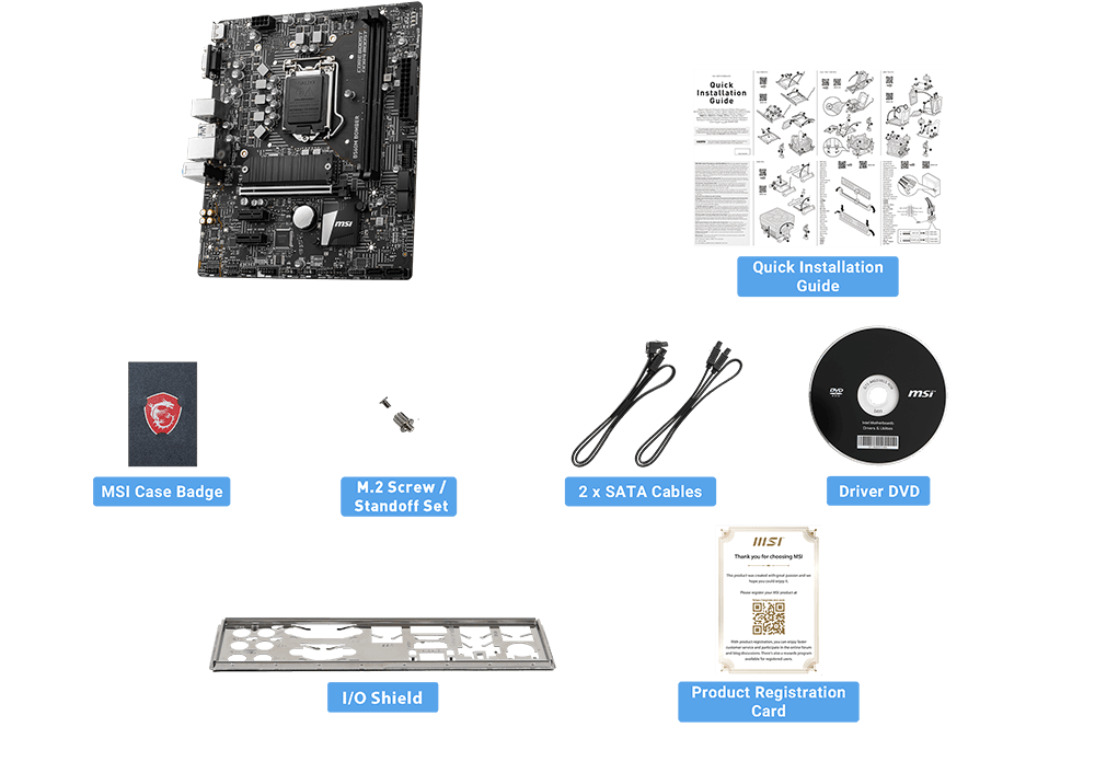 MSI b560m_bomber box content
