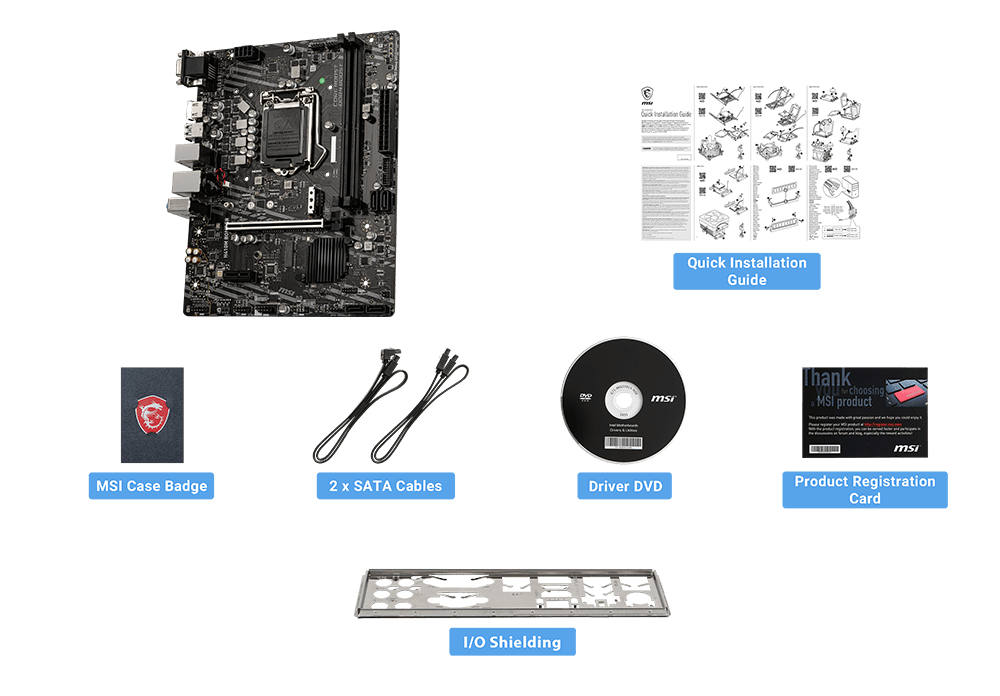 MSI h410m_bomber box content