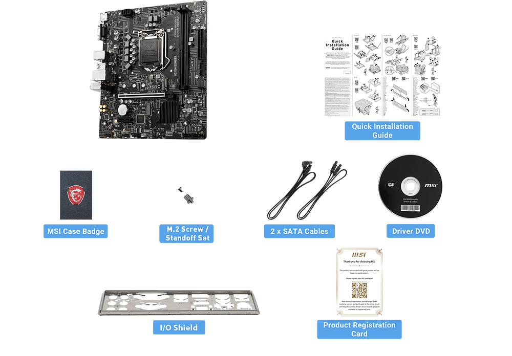MSI H510M-bomber box content