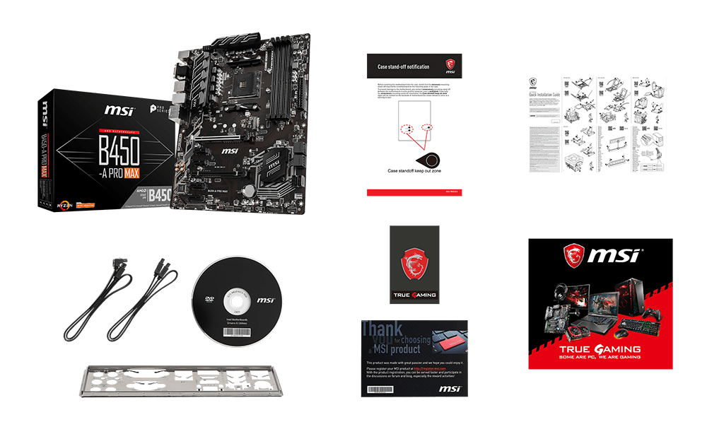 MSI B450-A PRO MAX box content