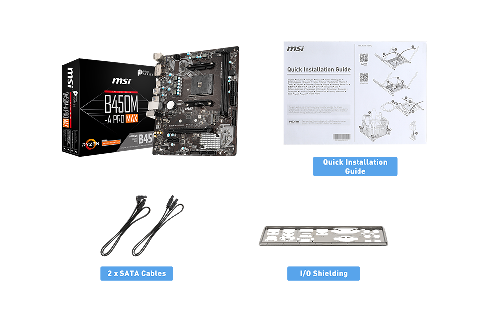 MSI B450-A PRO MAX box content