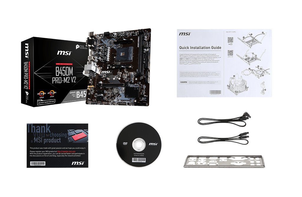 MSI 
B450M PRO-VDH V2 box content