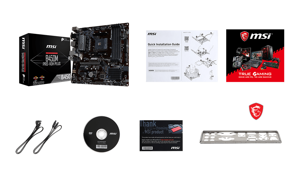 MSI 
B450M PRO-VDH Plus box content