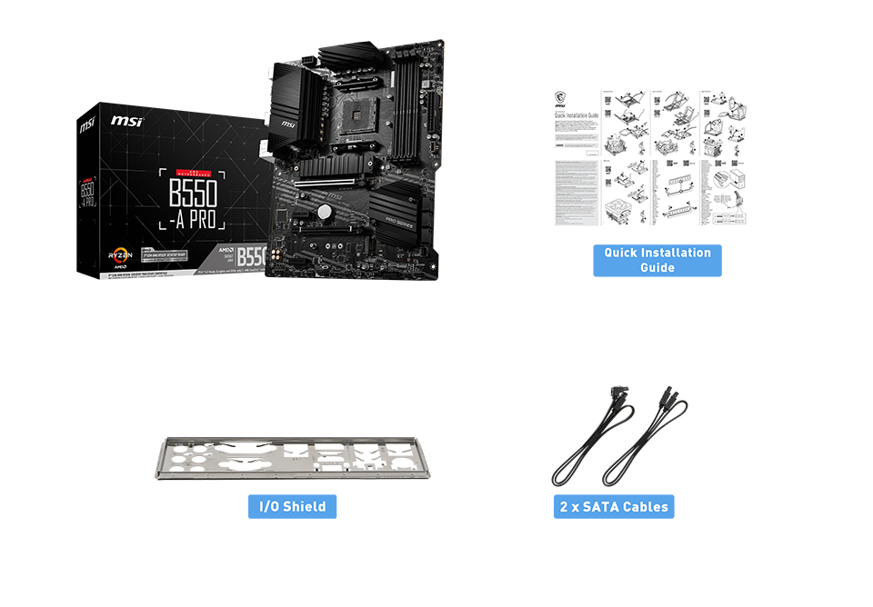 MSI B550-A PRO box content