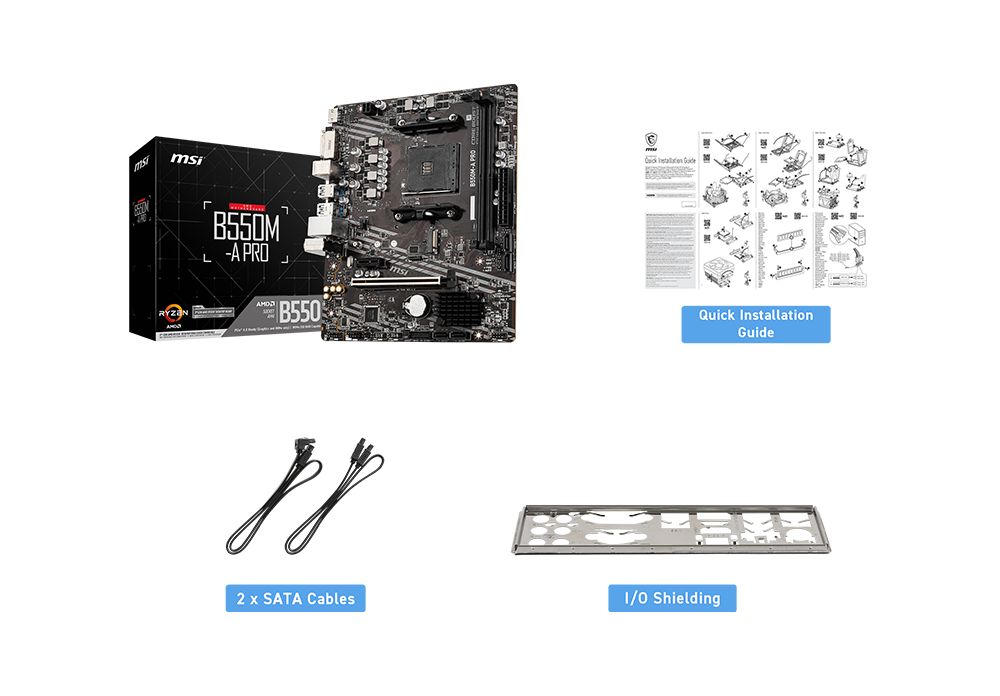 MSI A520M-A PRO package content