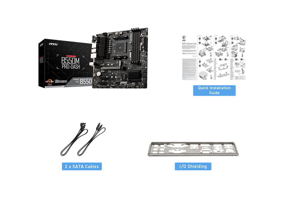 MSI B550M PRO-DASH box content