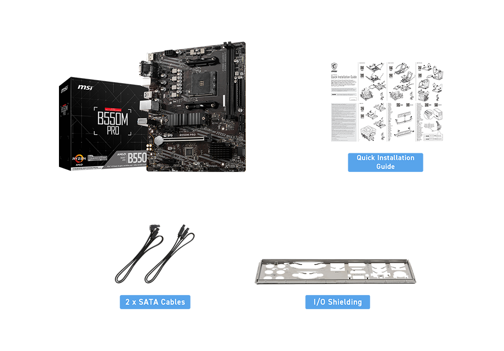 MSI B550-A PRO box content