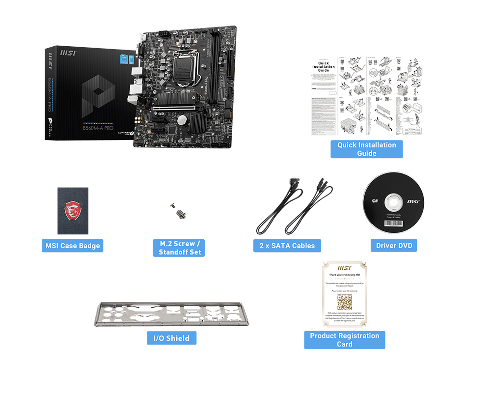 MSI B560M PRO box content