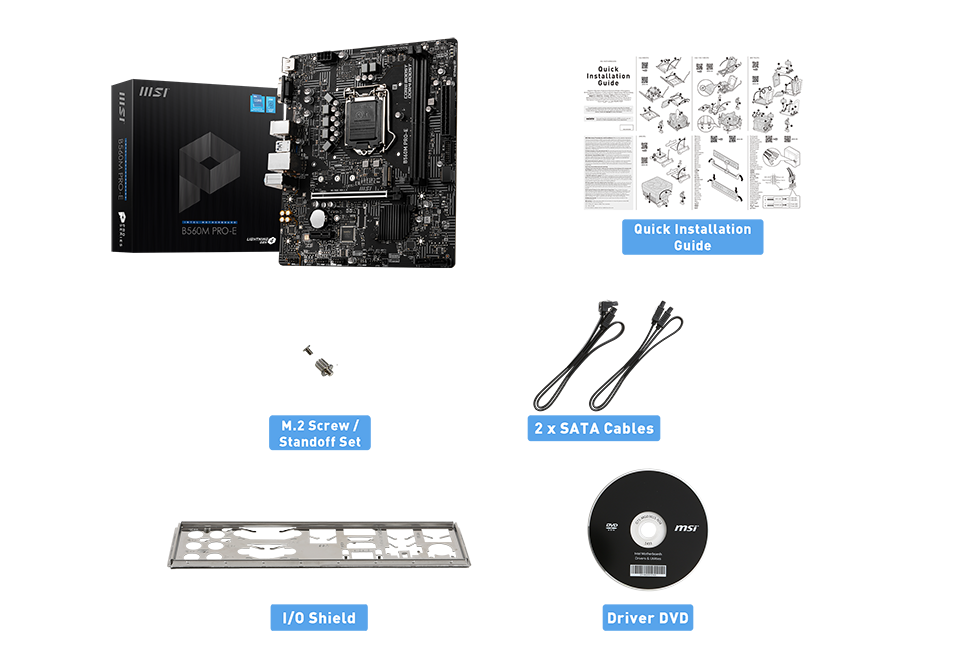 MSI B560M PRO-E box content