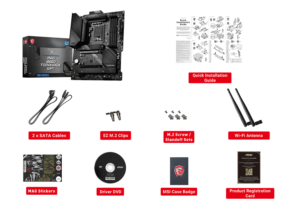 MAG B660 TOMAHAWK WIFI box content