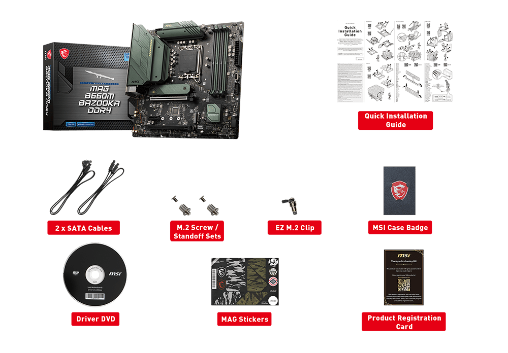 MAG B660M BAZOOKA DDR4 ​box content
