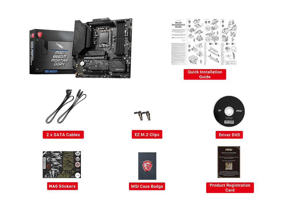 MAG B660 MORTAR DDR4 ​box content