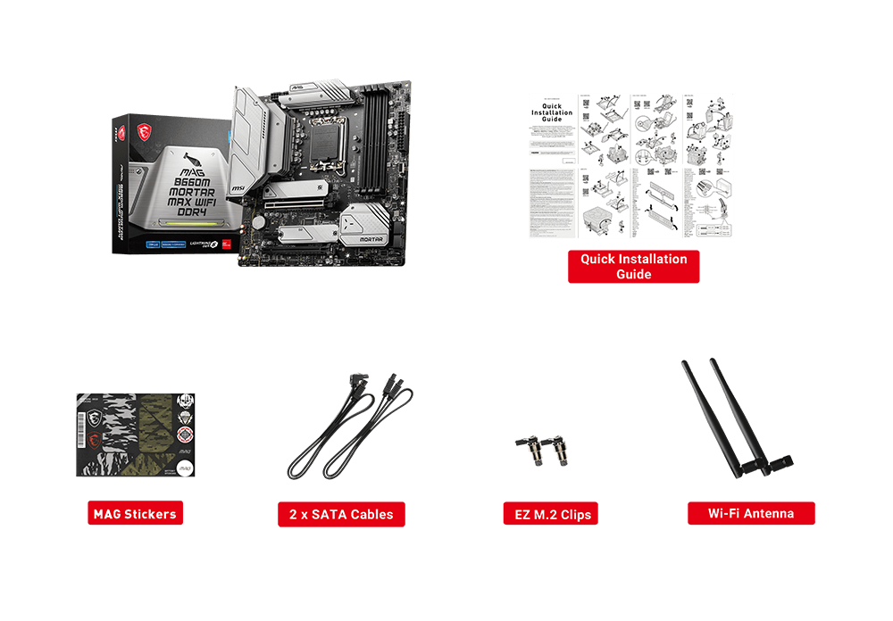 MAG B660M MORTAR WIFI DDR4 ​box content