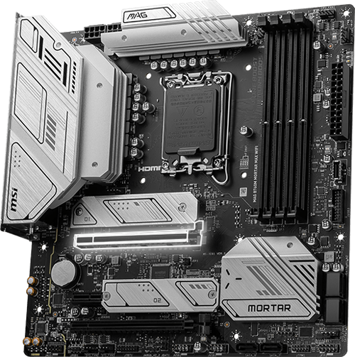 Msi B760m Mortar max wifi lighting gen 5 pce-e with steel armor