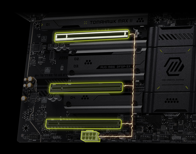 MAG B850 TOMAHAWK MAX WIFI II PCIe supplimental powerS