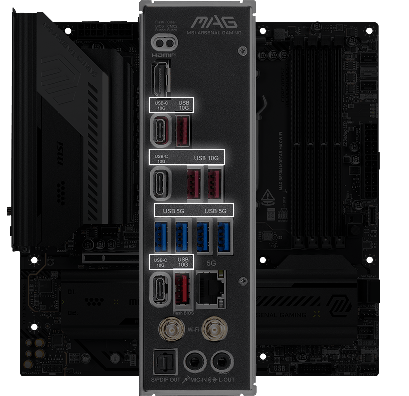 back io USB port