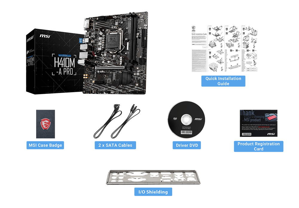 MSI H410M-A PRO box content