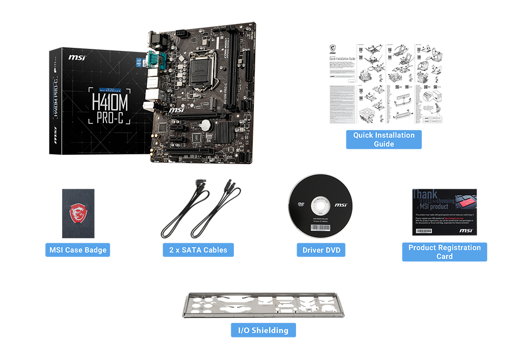 MSI H410M PRO-C box content