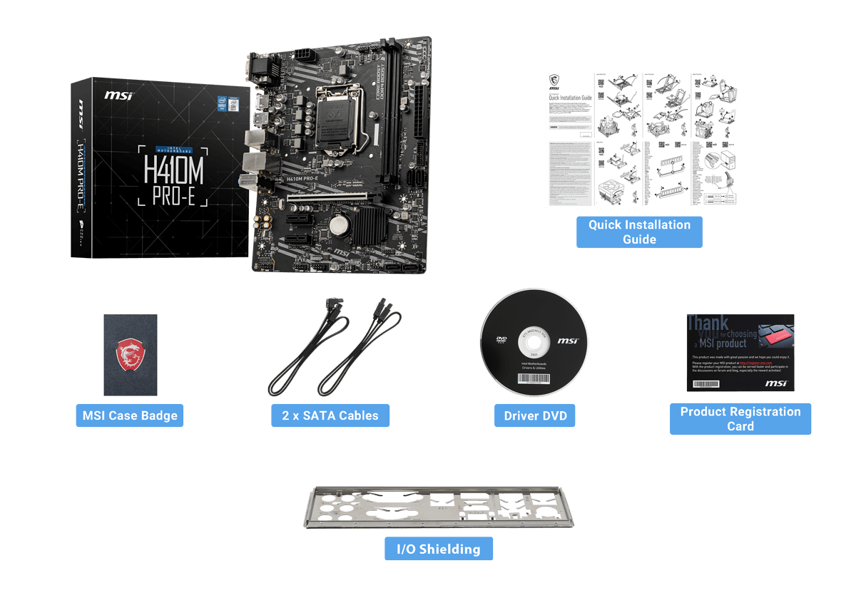 MSI H410M PRO-E box content