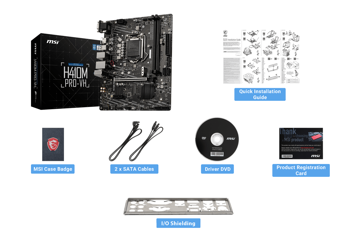 MSI H410M-A PRO box content