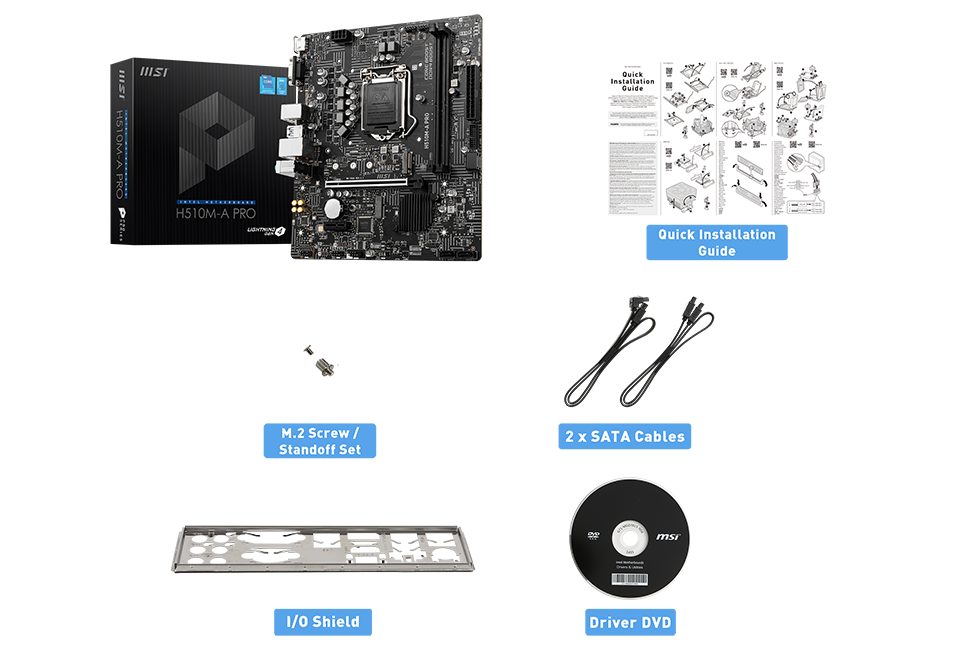 MSI H510M-A PRO box content