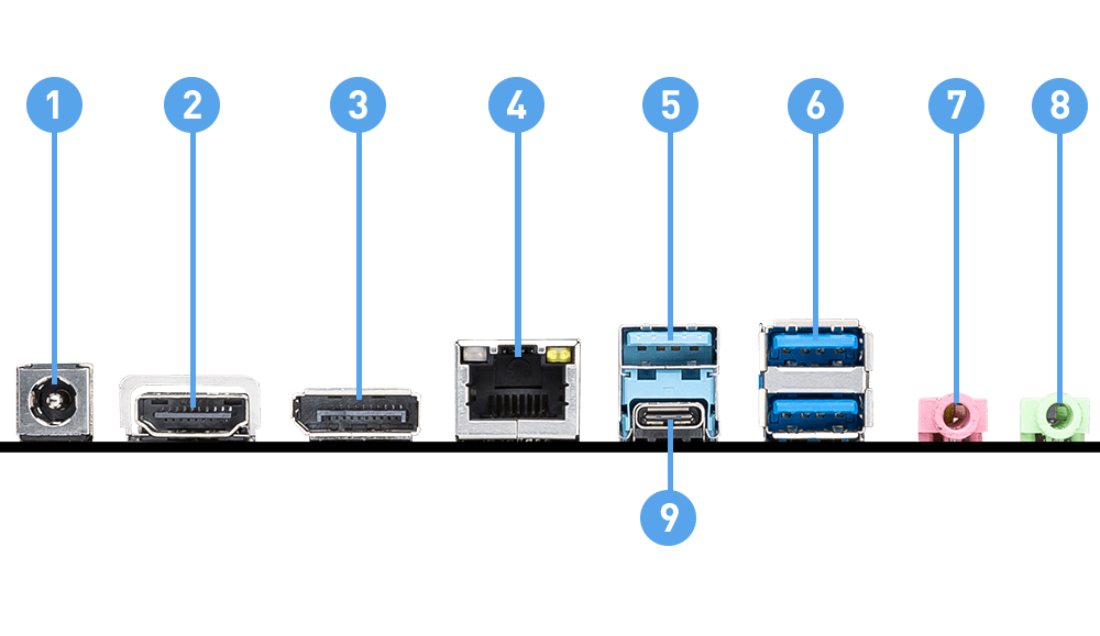 MSI H610TI S01 back panel ports