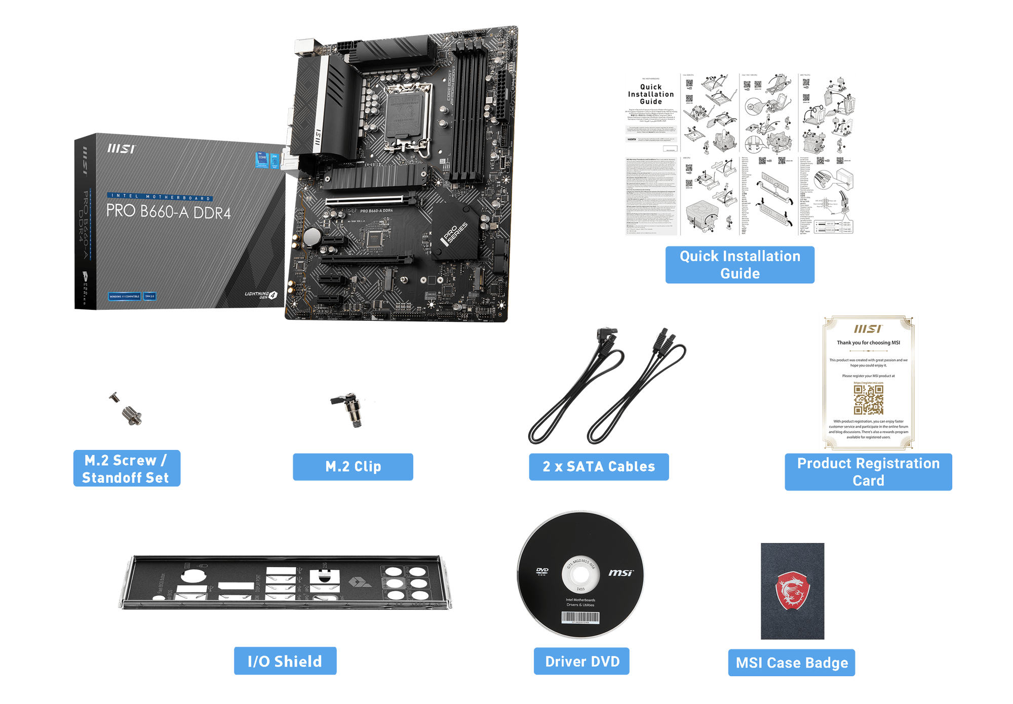 MSI PRO B660-A DDR4 box content