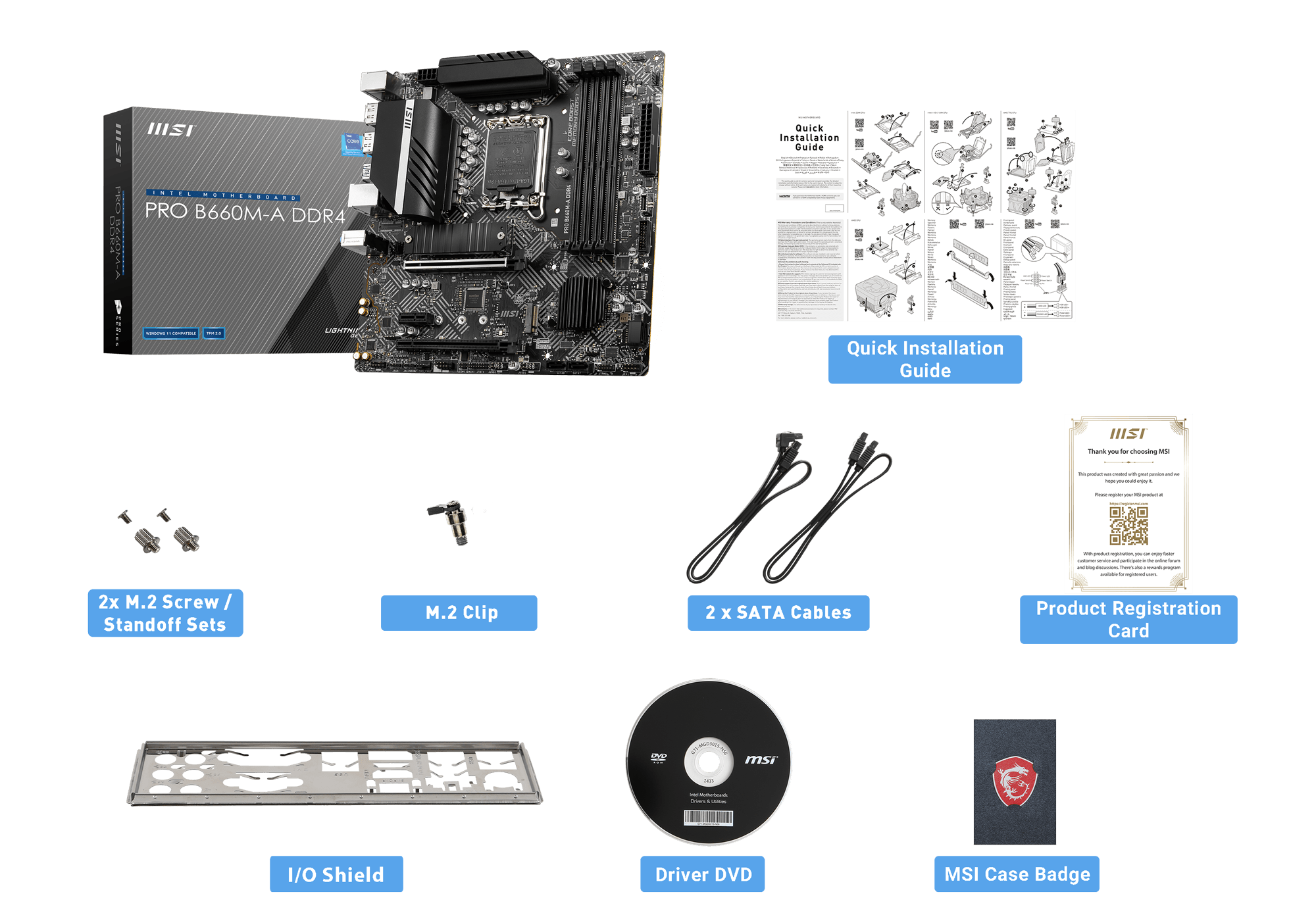 MSI PRO B660M-A DDR4 box content