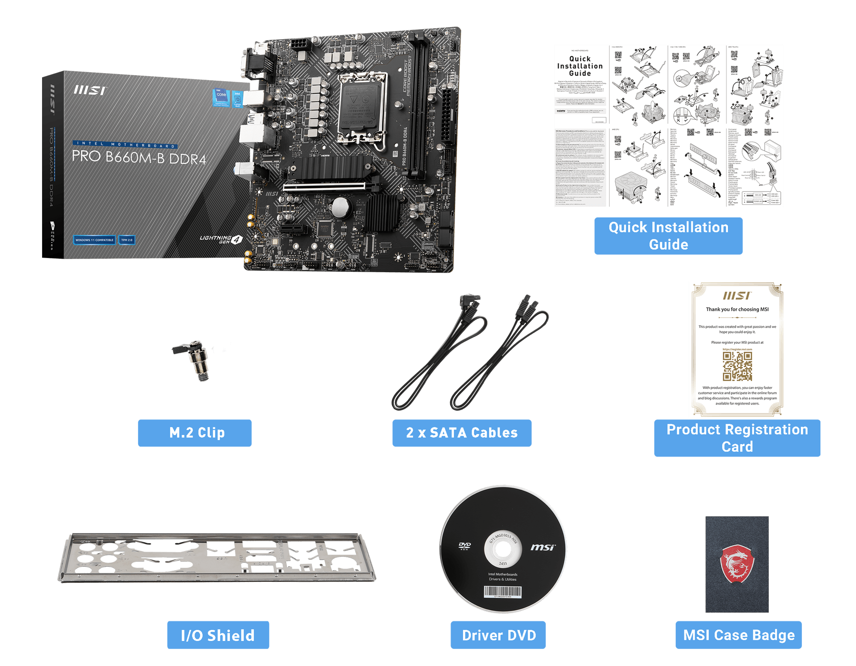 MSI PRO B660M-B DDR4 box content