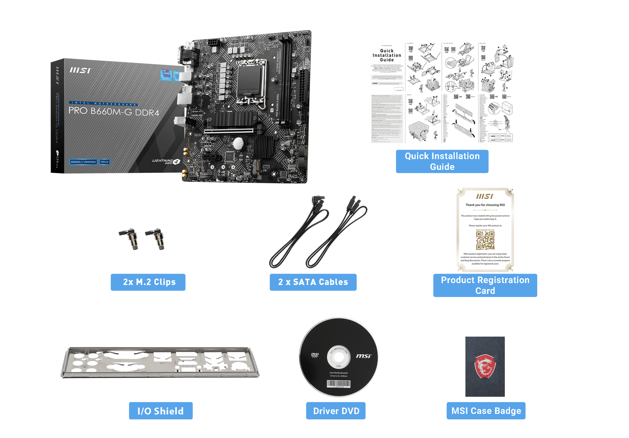 MSI PRO B660M-G DDR4 box content