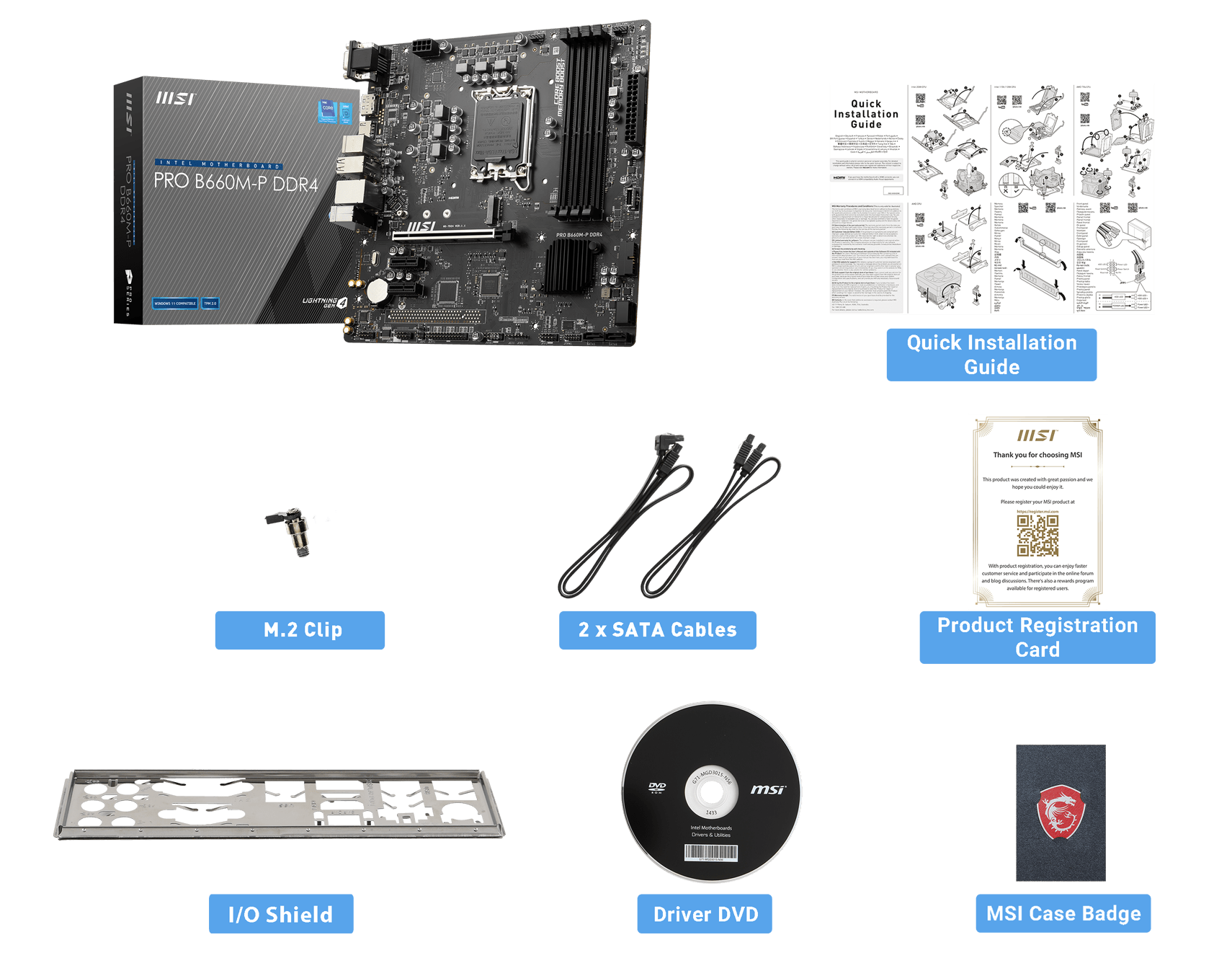 MSI PRO B660M-P DDR4 box content