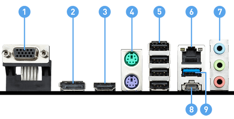 PRO B660M-P DDR4
                    back panel ports