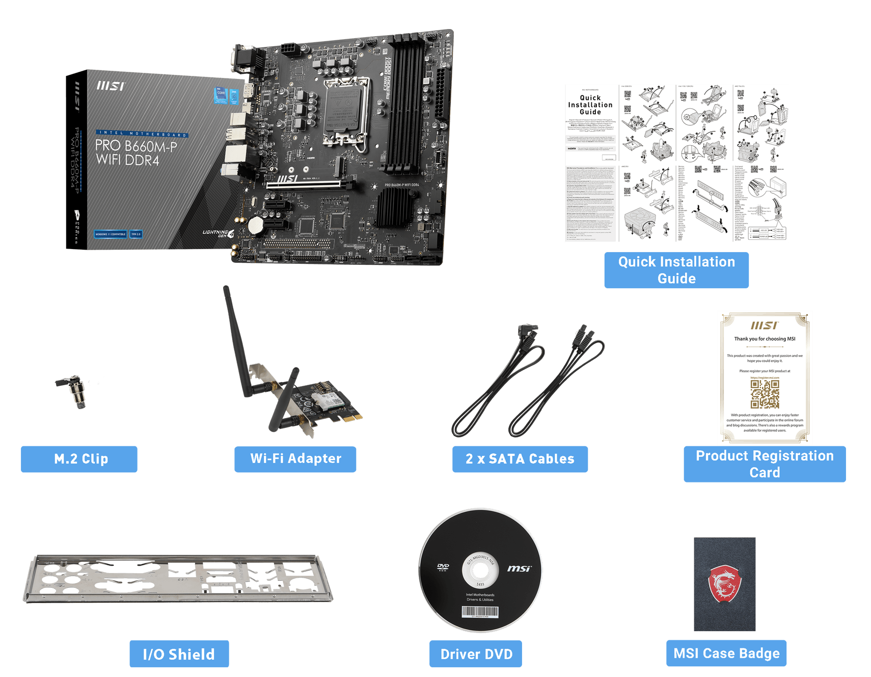 MSI PRO B660M-B DDR4 box content
