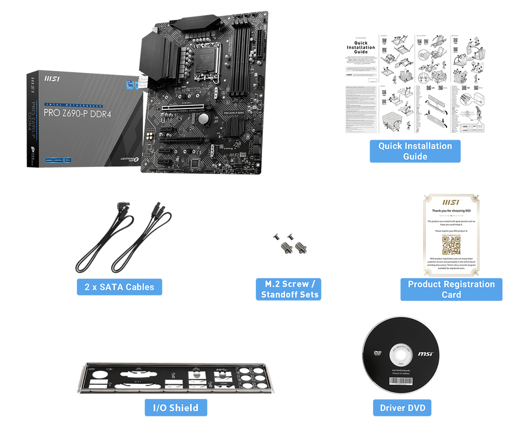MSI PRO Z690-P DDR4 box content
