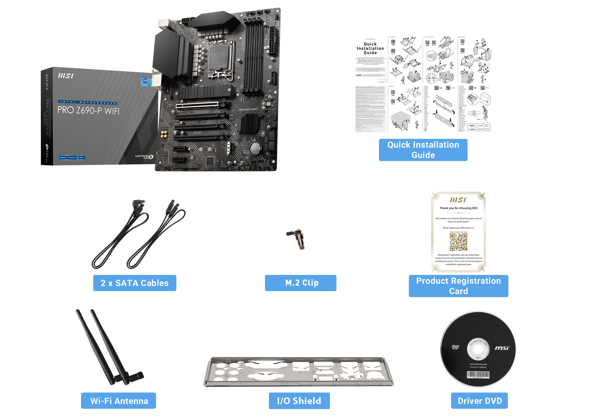 MSI PRO Z690-P WIFI box content