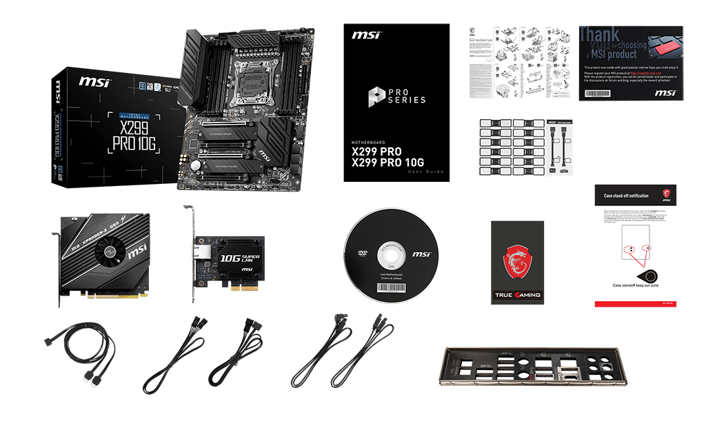 MSI X299 PRO 10G box content