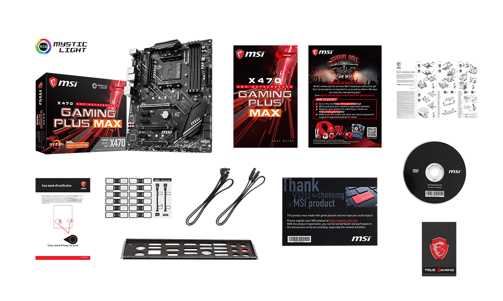 MSI X470 GAMING PLUS MAX box content