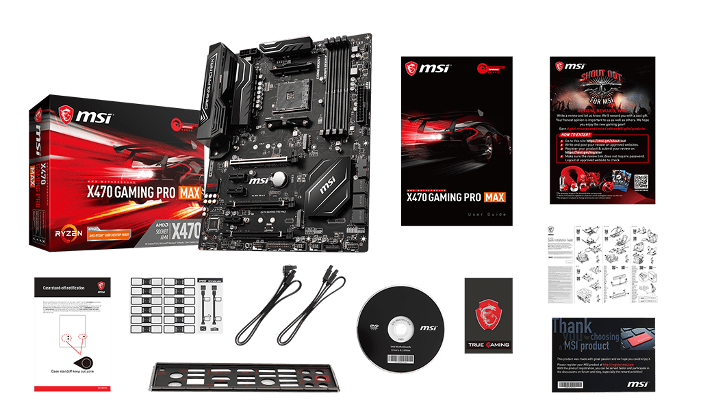 MSI X470 GAMING PRO MAX box content
