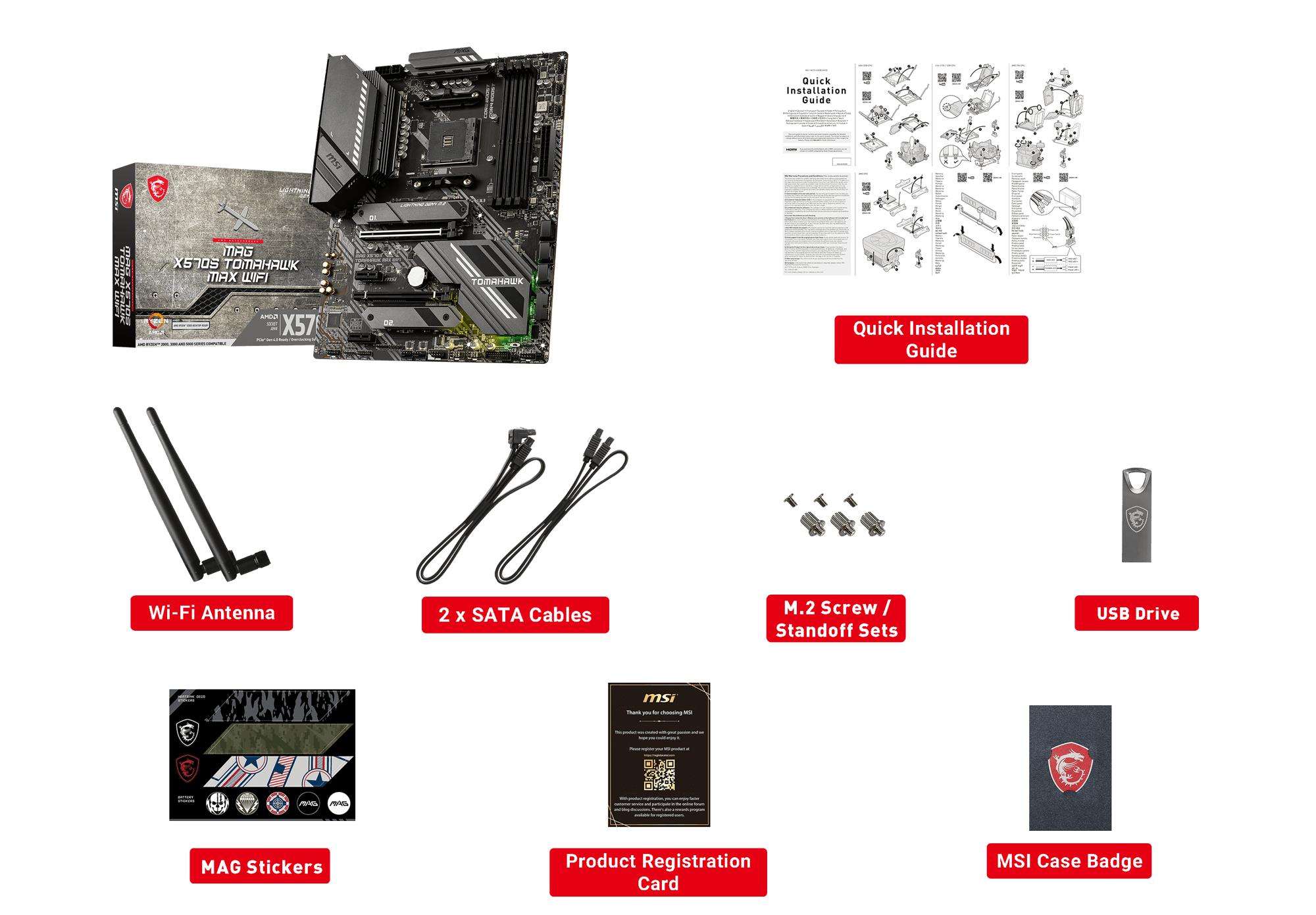 MAG X570S Tomahawk MAX box content