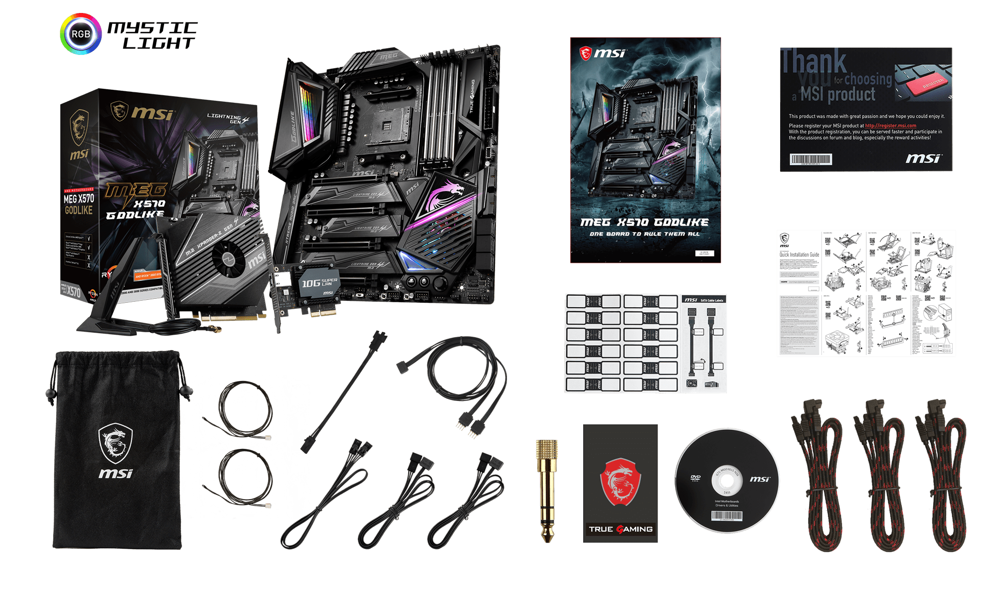 MSI MEG X570 GODLIKE box content