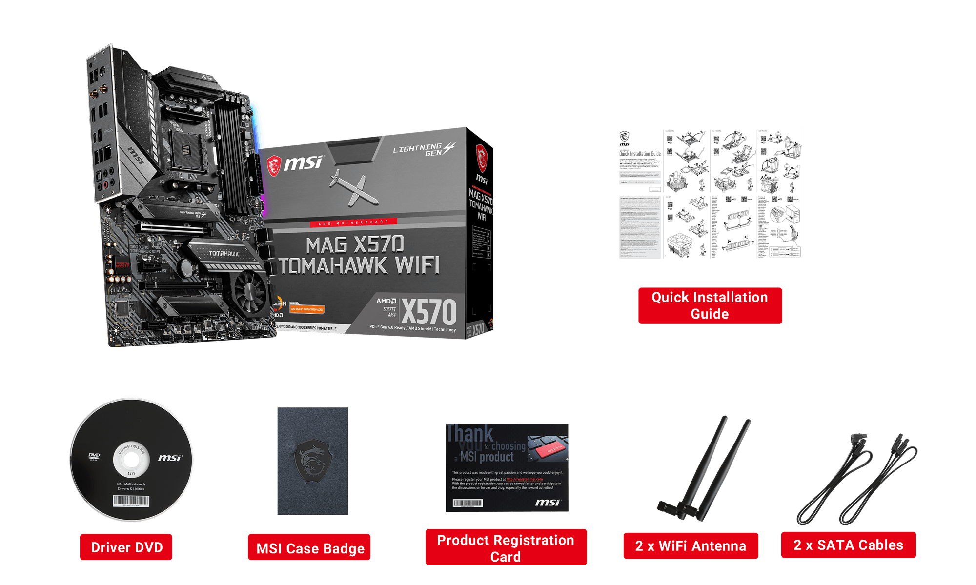 MSI MAG X570 TOMAHAWK WIFI box content